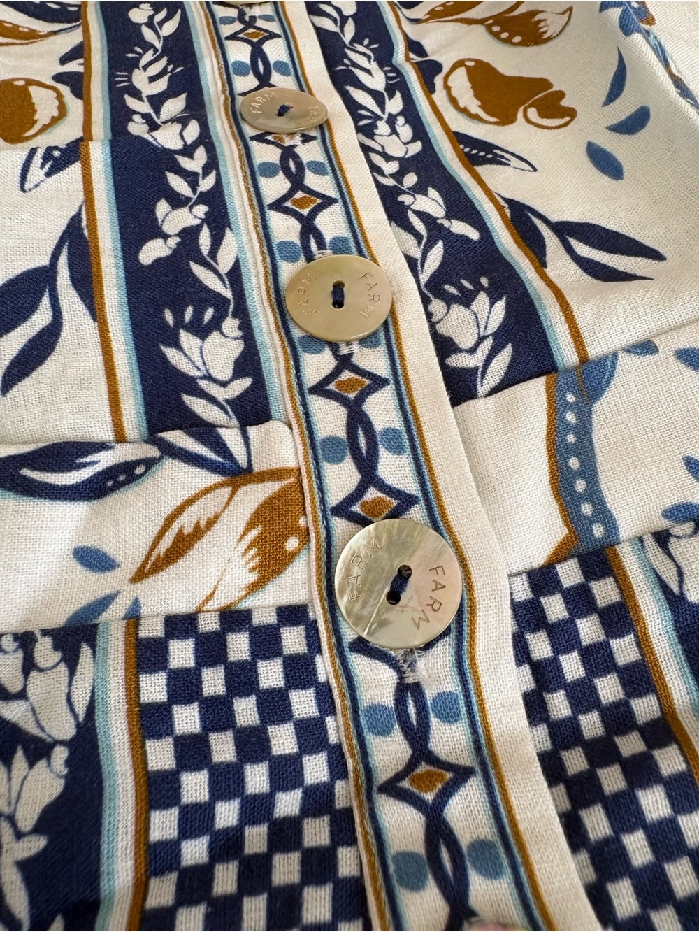 NWOT Farm Rio Off-White Ana Tapestry Lenzing™ Ecovero™ Euroflax™ Romper S - Picture 14 of 16